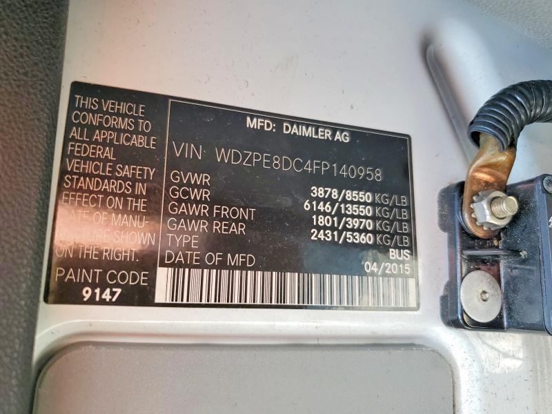 Продажа на аукционе авто 2015 Mercedes-benz Sprinter, vin: WDZPE8DC4FP140958, номер лота: 62606196