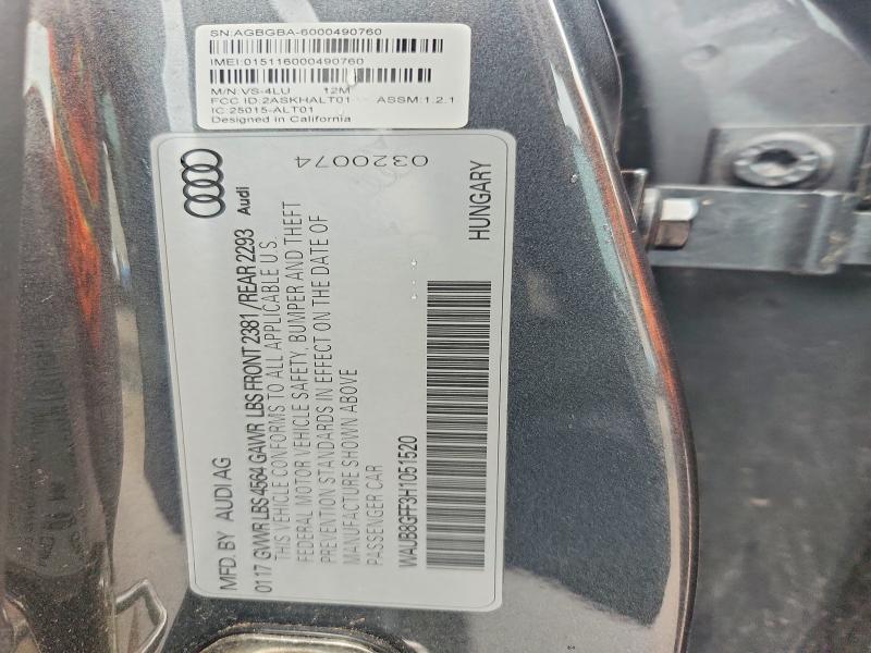 Aukcja sprzedaży 2017 Audi A3, vin: WAUB8GFF3H1051520, numer aukcji: 61835436