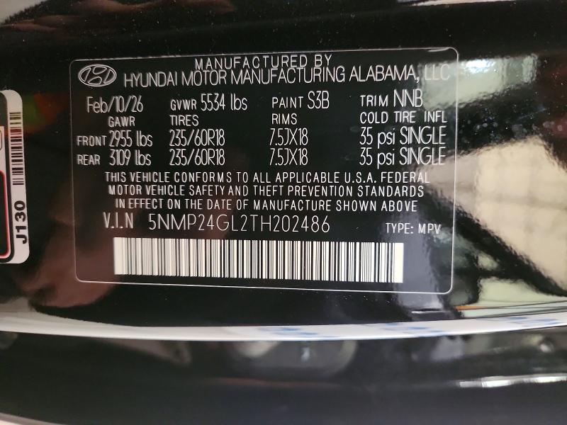 Aukcja sprzedaży 2026 Hyundai Santa Fe, vin: 5NMP24GL2TH202486, numer aukcji: 61239316