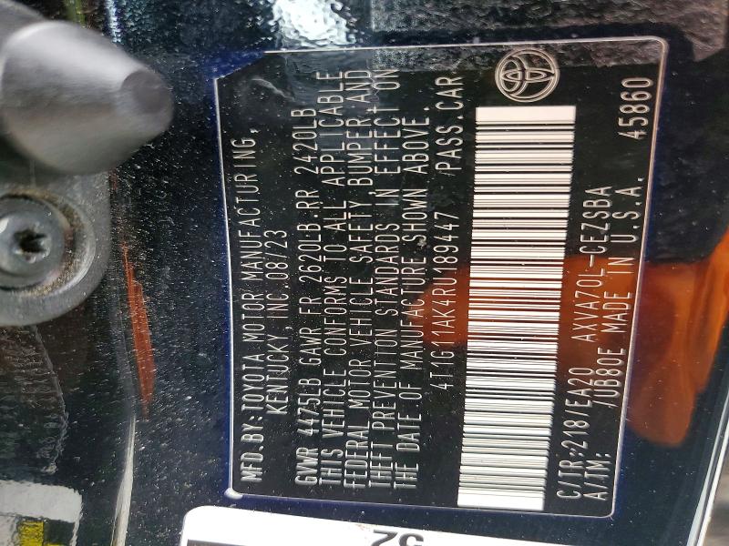 2024 Toyota Camry მანქანა იყიდება აუქციონზე, vin: 4T1G11AK4RU189447, აუქციონის ნომერი: 62751966