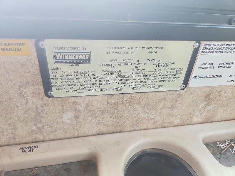 Продаж на аукціоні авто 2007 Homemade Recreational Vehicle (rv), vin: 5B4MP67G173420688, номер лоту: 60827156