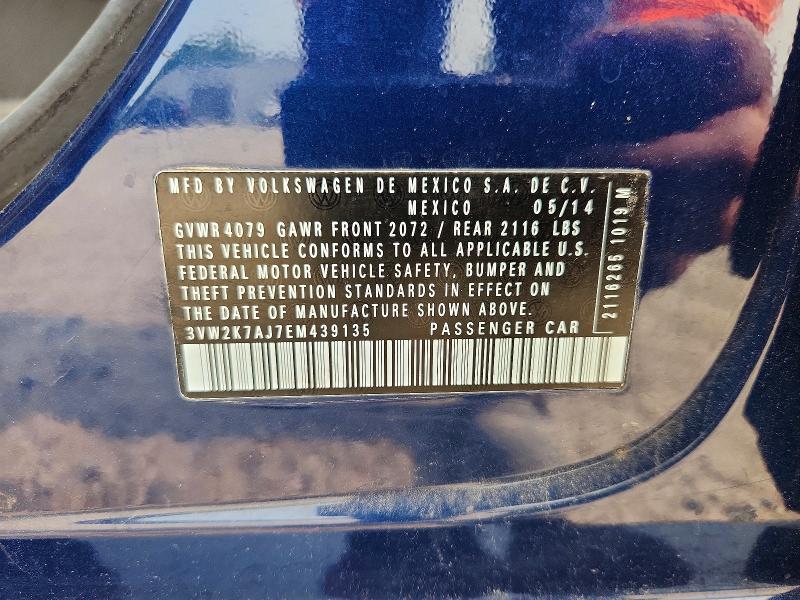 Aukcja sprzedaży 2014 Volkswagen Jetta, vin: 3VW2K7AJ7EM439135, numer aukcji: 61128816