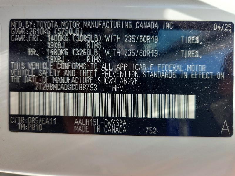 2025 Lexus Rx 350h მანქანა იყიდება აუქციონზე, vin: 2T2BBMCA0SC088793, აუქციონის ნომერი: 67166326