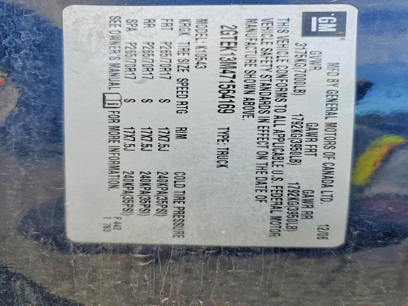2007 Gmc New Sierra მანქანა იყიდება აუქციონზე, vin: 2GTEK13M471564169, აუქციონის ნომერი: 62526706