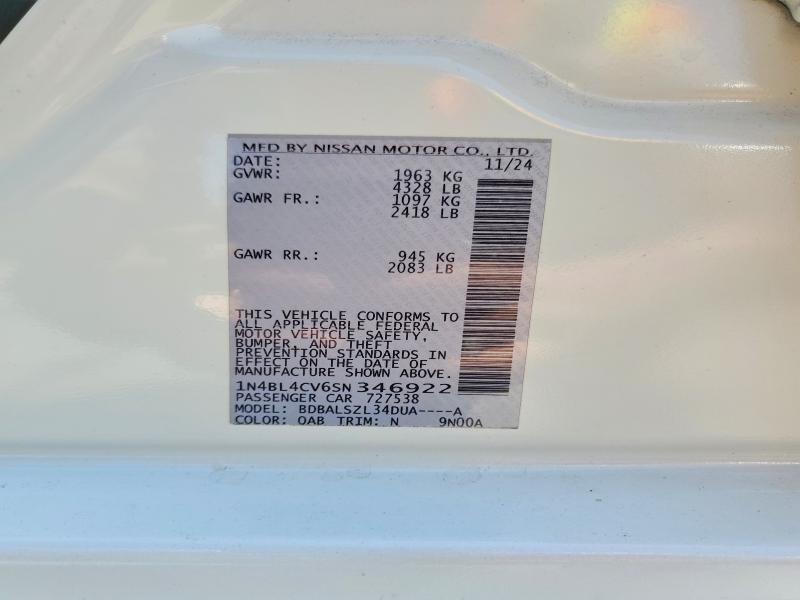 60090546 :رقم المزاد ، 1N4BL4CV6SN346922 vin ، 2025 Nissan Altima مزاد بيع