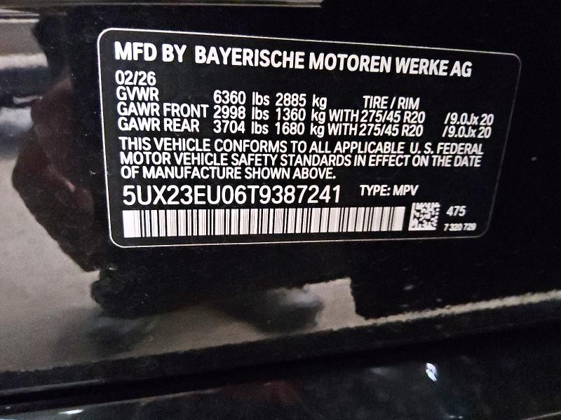 2026 Bmw X5 მანქანა იყიდება აუქციონზე, vin: 5UX23EU06T9387241, აუქციონის ნომერი: 61877186
