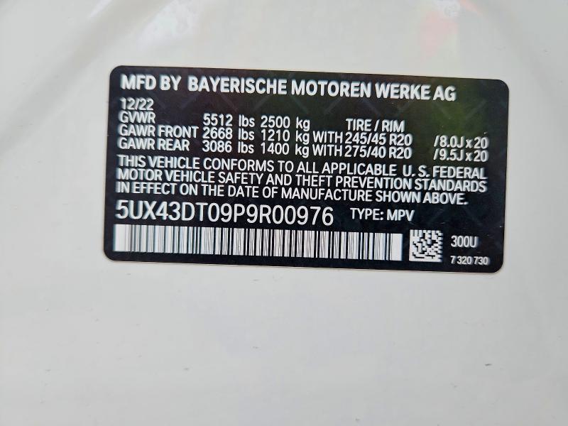 Aukcja sprzedaży 2023 Bmw X4, vin: 5UX43DT09P9R00976, numer aukcji: 59661916