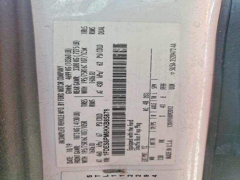 Продаж на аукціоні авто 2019 Ford Transit, vin: 1FDES6PM6KKB85878, номер лоту: 60556376