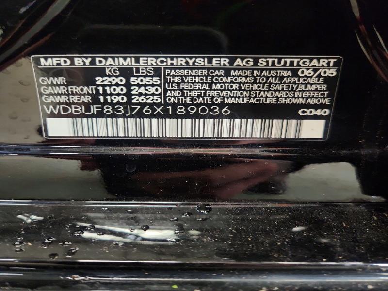 62958696 :رقم المزاد ، WDBUF83J76X189036 vin ، 2006 Mercedes-benz E-class E500 مزاد بيع