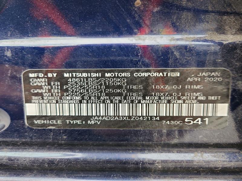 Продажа на аукционе авто 2020 Mitsubishi Outlander, vin: JA4AD2A3XLZ042134, номер лота: 61567266