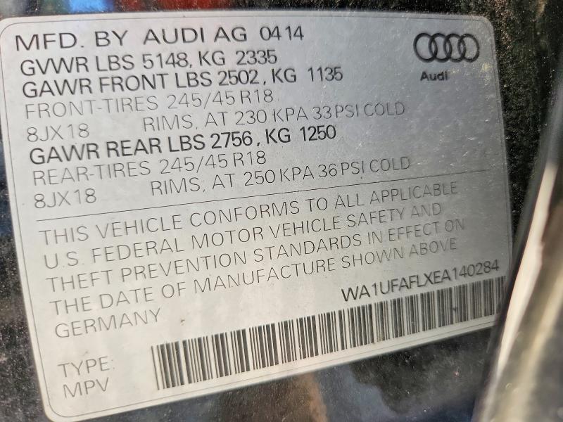 2014 Audi A4 Allroad მანქანა იყიდება აუქციონზე, vin: WA1UFAFLXEA140284, აუქციონის ნომერი: 62388446