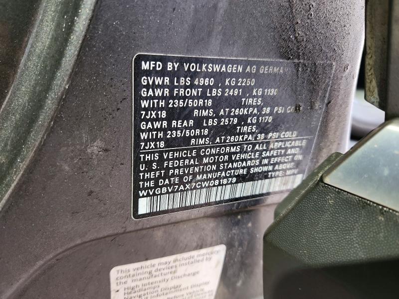Aukcja sprzedaży 2012 Volkswagen Tiguan, vin: WVGBV7AX7CW081879, numer aukcji: 62865726