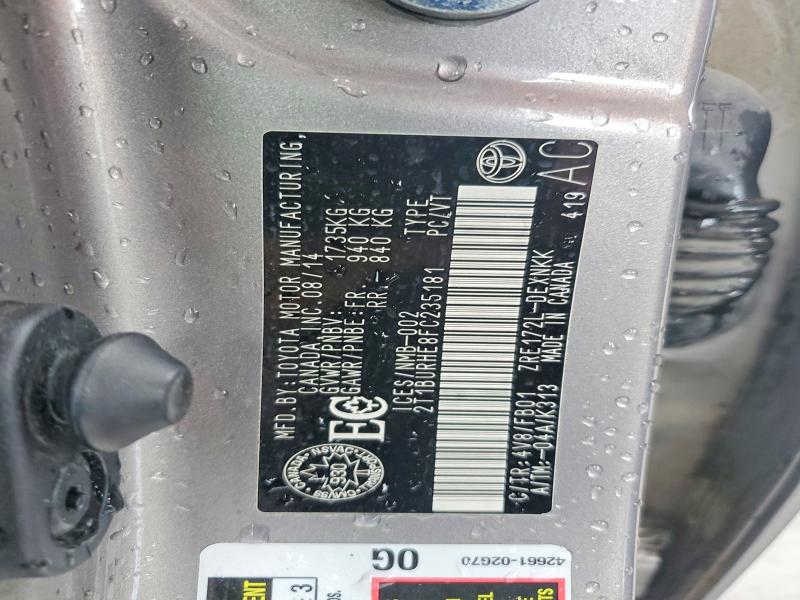 2015 Toyota Corolla მანქანა იყიდება აუქციონზე, vin: 2T1BURHE8FC235181, აუქციონის ნომერი: 61027236