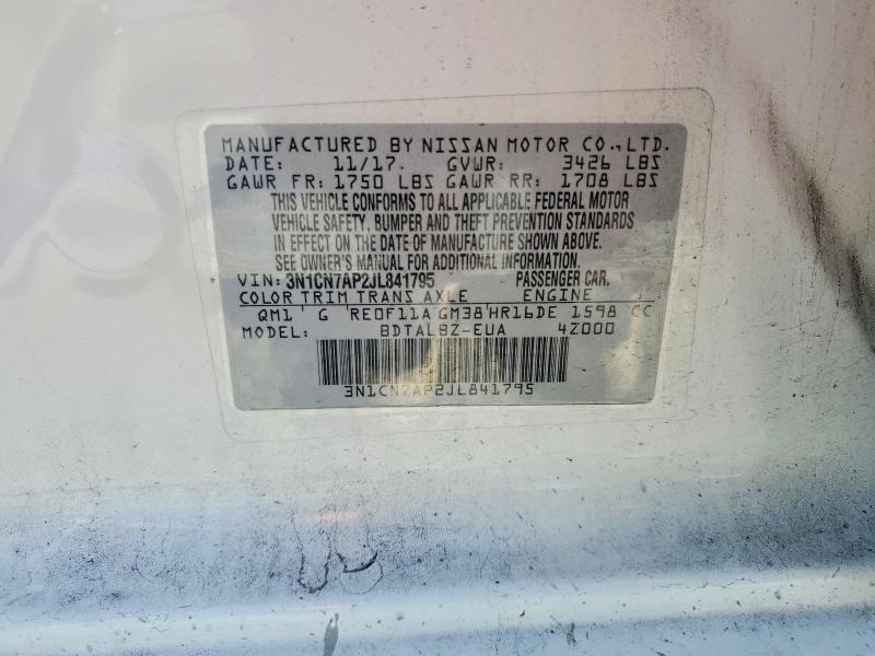 Aukcja sprzedaży 2018 Nissan Versa, vin: 3N1CN7AP2JL841795, numer aukcji: 59006256