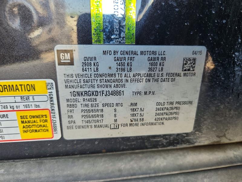 Продажа на аукционе авто 2015 Chevrolet Traverse, vin: 1GNKRGKD1FJ348861, номер лота: 61671326
