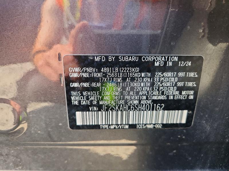 Продаж на аукціоні авто 2025 Subaru Forester, vin: JF2SKAHC6SH401162, номер лоту: 61098016