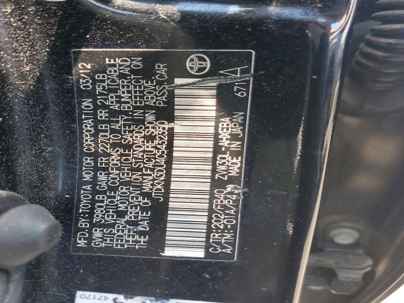 60964286 :رقم المزاد ، JTDKN3DU4C5432350 vin ، 2012 Toyota Prius مزاد بيع