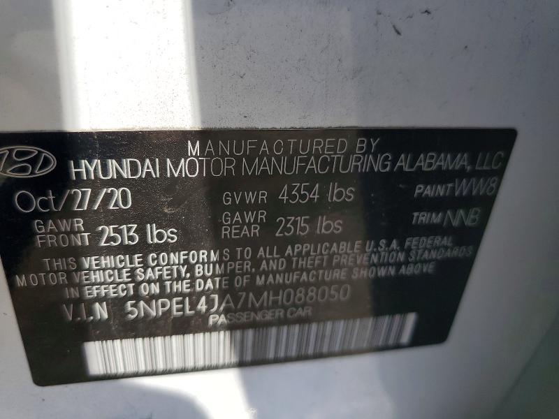 Auction sale of the 2021 Hyundai Sonata, vin: 5NPEL4JA7MH088050, lot number: 62344946