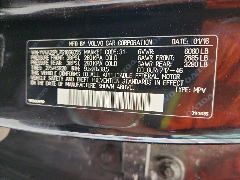 Aukcja sprzedaży 2016 Volvo Xc90, vin: YV4A22PL7G1066055, numer aukcji: 63207796
