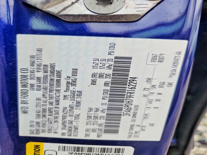 2015 Ford Fusion მანქანა იყიდება აუქციონზე, vin: 3FA6P0H79FR162294, აუქციონის ნომერი: 62792646