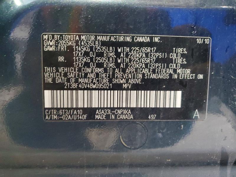60789486 :رقم المزاد ، 2T3BF4DV4BW095021 vin ، 2011 Toyota Rav4 مزاد بيع