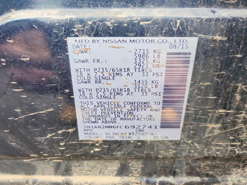 Aukcja sprzedaży 2015 Nissan Pathfinder, vin: 5N1AR2MM6FC692741, numer aukcji: 61586976