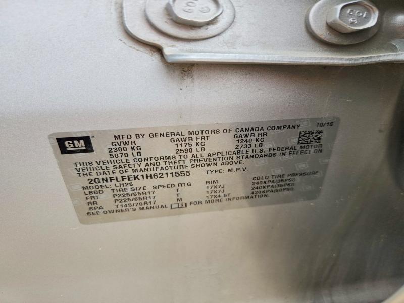 2017 Chevrolet Equinox მანქანა იყიდება აუქციონზე, vin: 2GNFLFEK1H6211555, აუქციონის ნომერი: 61841516