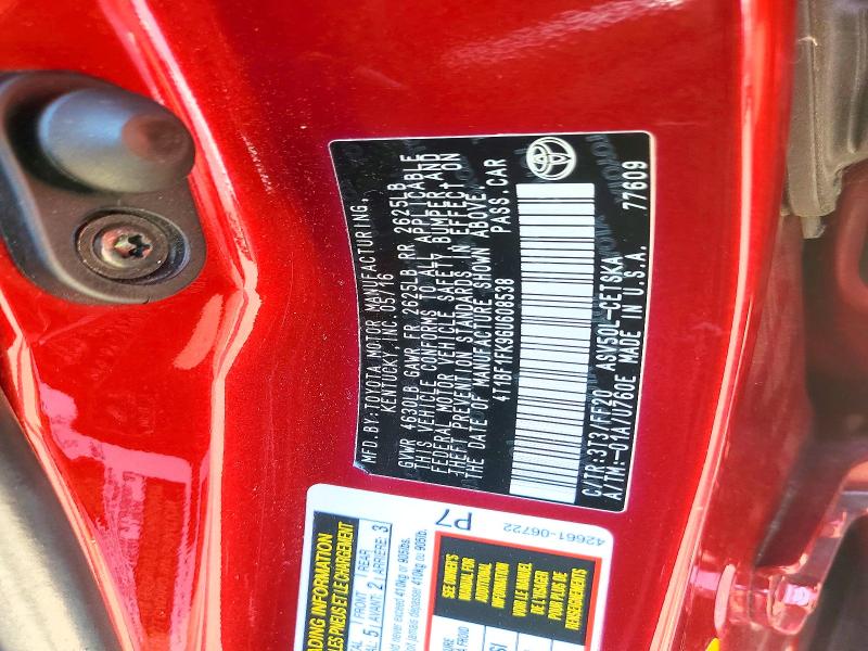 62885166 :رقم المزاد ، 4T1BF1FK9GU608538 vin ، 2016 Toyota Camry مزاد بيع