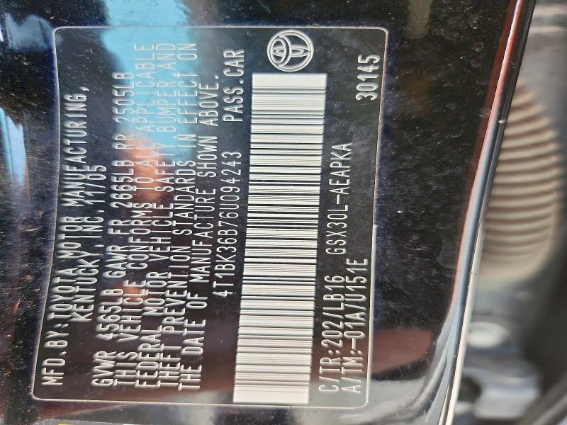 Aukcja sprzedaży 2006 Toyota Avalon, vin: 4T1BK36B76U094243, numer aukcji: 62774506