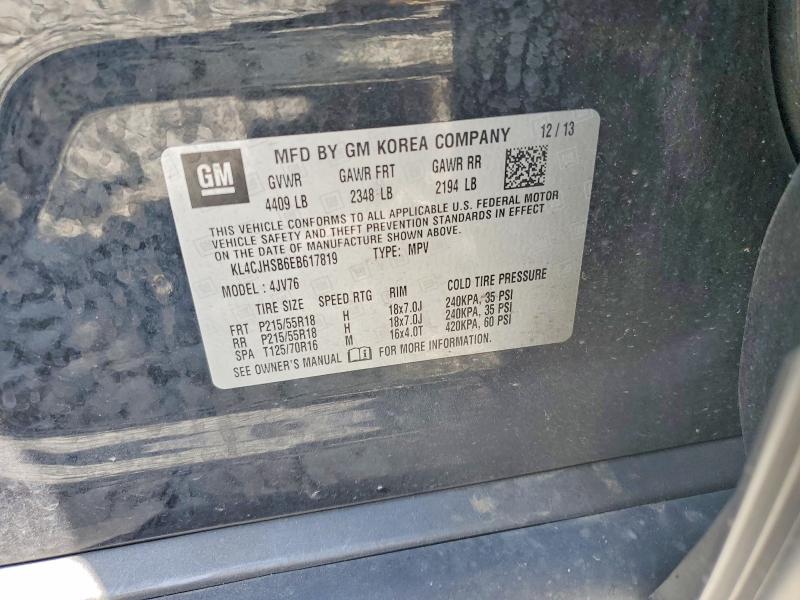 2014 Buick Encore მანქანა იყიდება აუქციონზე, vin: KL4CJHSB6EB617819, აუქციონის ნომერი: 59579296