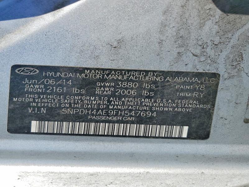 Aukcja sprzedaży 2015 Hyundai Elantra, vin: 5NPDH4AE9FH547694, numer aukcji: 62530386