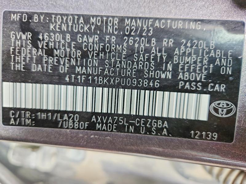 Aukcja sprzedaży 2023 Toyota Camry, vin: 4T1F11BKXPU093846, numer aukcji: 62100306