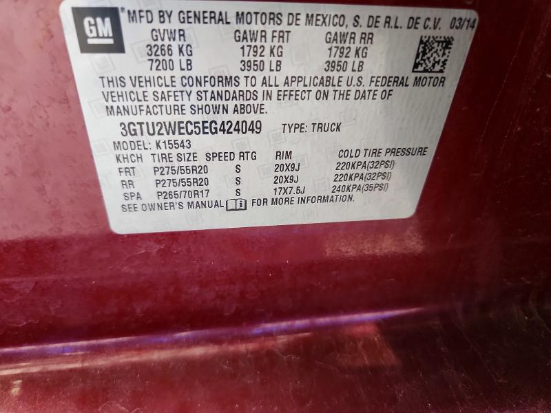 2014 Gmc Sierra მანქანა იყიდება აუქციონზე, vin: 3GTU2WEC5EG424049, აუქციონის ნომერი: 62047446