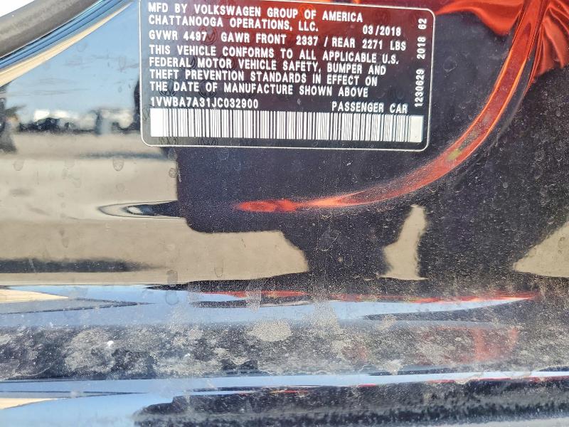 Aukcja sprzedaży 2018 Volkswagen Passat, vin: 1VWBA7A31JC032900, numer aukcji: 62932666