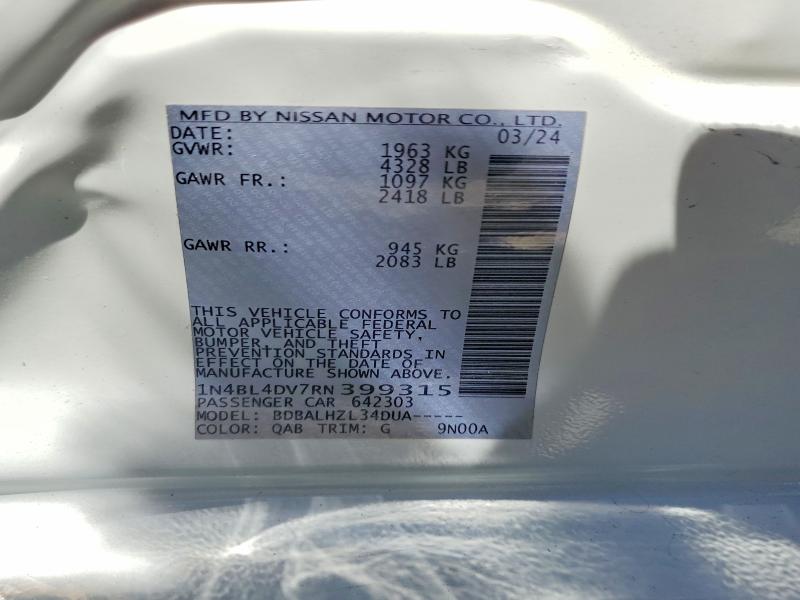 61514746 :رقم المزاد ، 1N4BL4DV7RN399315 vin ، 2024 Nissan Altima مزاد بيع