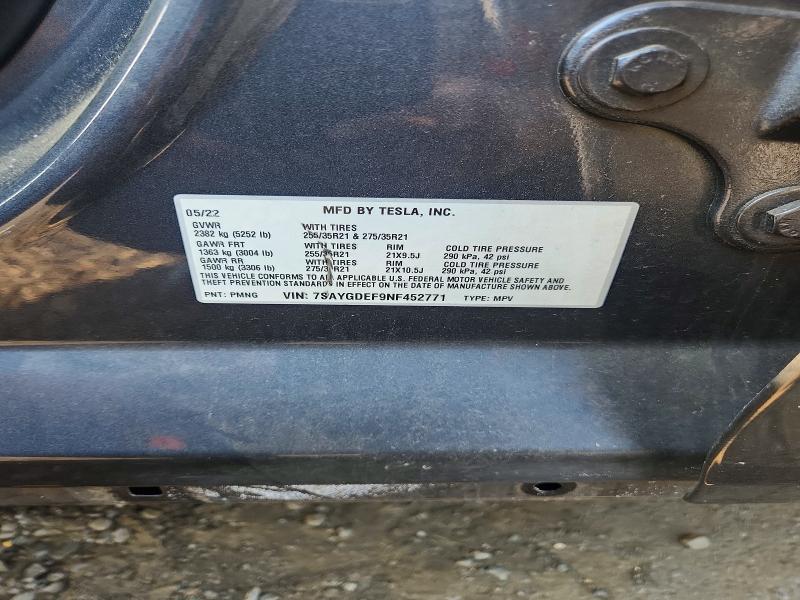 Aukcja sprzedaży 2022 Tesla Model  Y, vin: 7SAYGDEF9NF452771, numer aukcji: 60070376