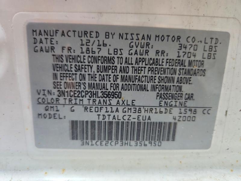 Aukcja sprzedaży 2017 Nissan Versa Note, vin: 3N1CE2CP3HL356950, numer aukcji: 85793565