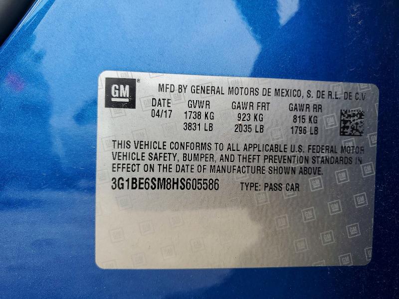 Продаж на аукціоні авто 2017 Chevrolet Cruze, vin: 3G1BE6SM8HS605586, номер лоту: 62495296