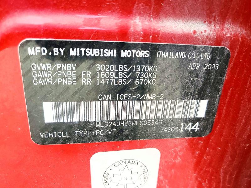 2023 Mitsubishi Mirage მანქანა იყიდება აუქციონზე, vin: ML32AUHJ3PH005346, აუქციონის ნომერი: 58848136