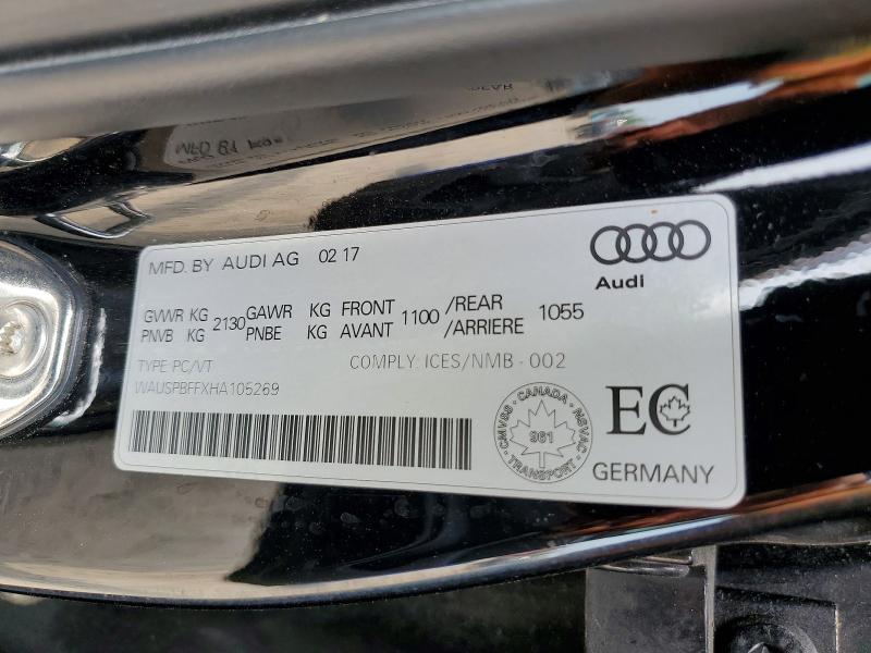 Продаж на аукціоні авто 2017 Audi A3, vin: WAUSPBFFXHA105269, номер лоту: 60688486