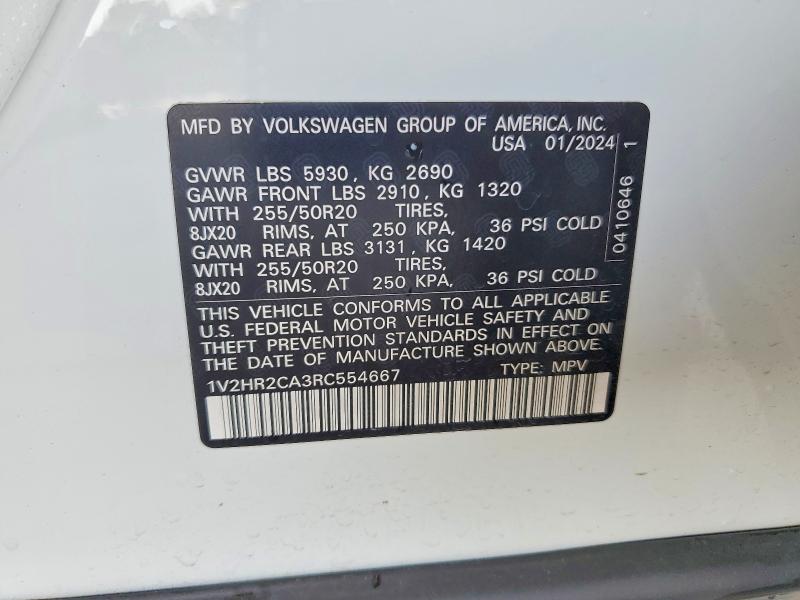 Продаж на аукціоні авто 2024 Volkswagen Atlas, vin: 1V2HR2CA3RC554667, номер лоту: 63746226