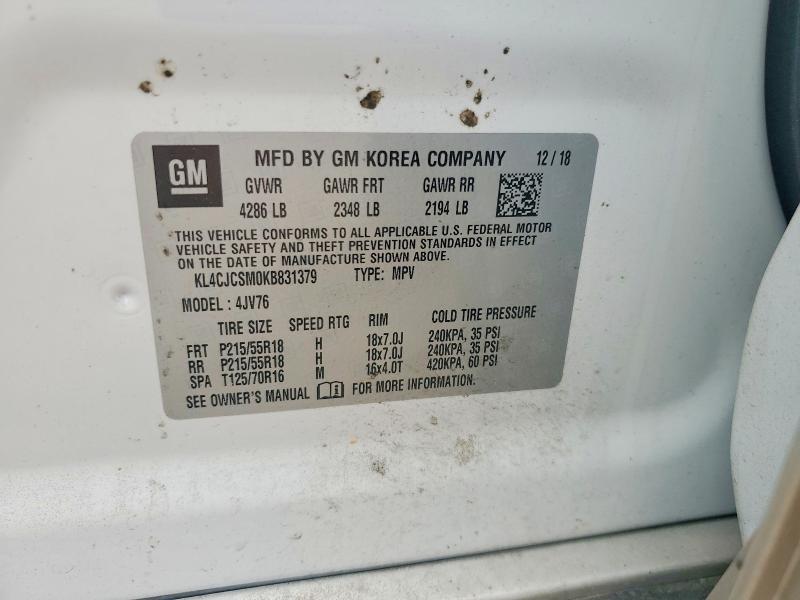 Продаж на аукціоні авто 2019 Buick Encore, vin: KL4CJCSM0KB831379, номер лоту: 62321736