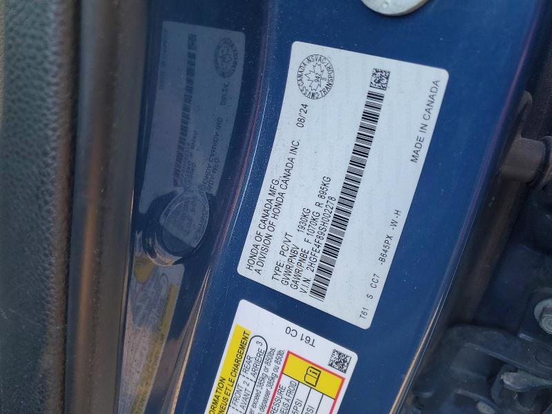 Продажа на аукционе авто 2025 Honda Civic, vin: 2HGFE4F89SH002278, номер лота: 58076166