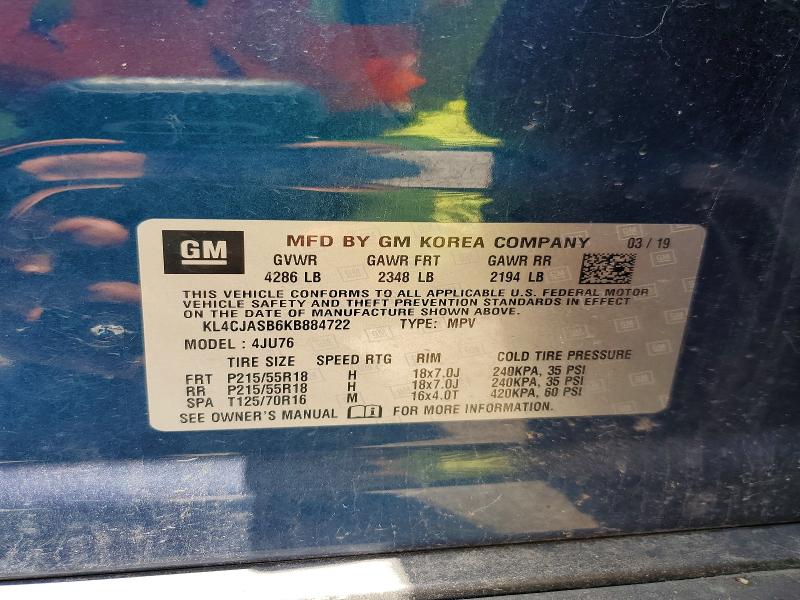 Aukcja sprzedaży 2019 Buick Encore, vin: KL4CJASB6KB884722, numer aukcji: 61929406