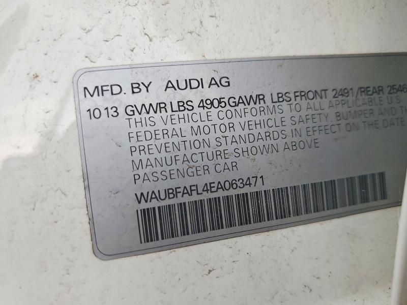 59732786 :رقم المزاد ، WAUBFAFL4EA063471 vin ، 2014 Audi A4 مزاد بيع