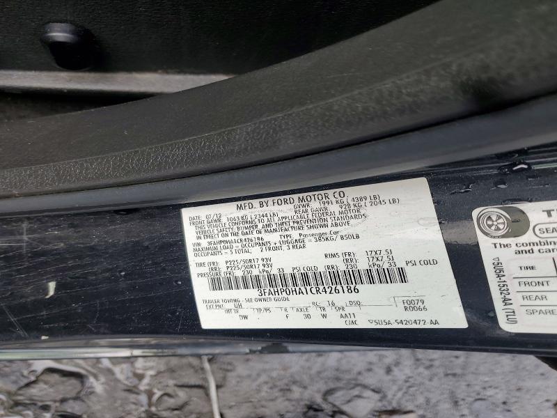 Продажа на аукционе авто 2012 Ford Fusion, vin: 3FAHP0HA1CR426186, номер лота: 62787956