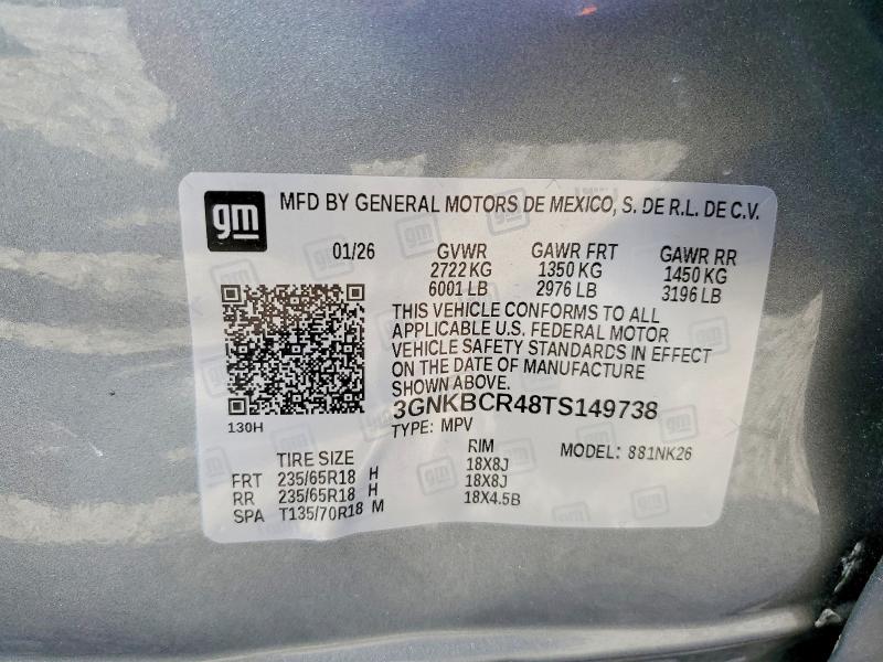 61885226 :رقم المزاد ، 3GNKBCR48TS149738 vin ، 2026 Chevrolet Blazer مزاد بيع
