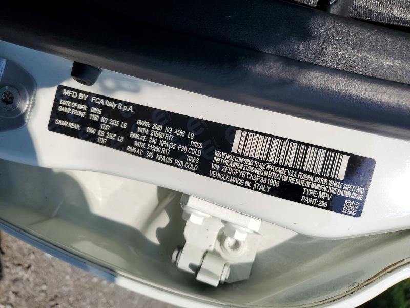 Aukcja sprzedaży 2016 Fiat 500x, vin: ZFBCFYBT2GP381906, numer aukcji: 59288316