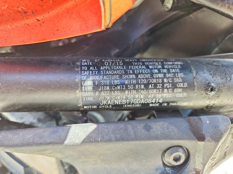 Aukcja sprzedaży 2016 Kawasaki En650, vin: JKAENEB17GDA08414, numer aukcji: 61975126