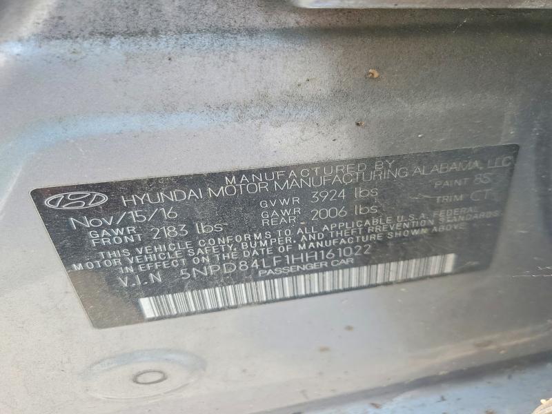 62792206 :رقم المزاد ، 5NPD84LF1HH161022 vin ، 2017 Hyundai Elantra مزاد بيع